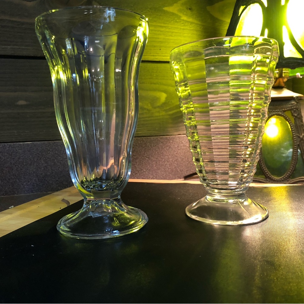 2 vintage milkshake glasses